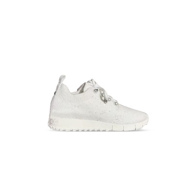 JIMMY CHOO VELES WHITE SEQUIN KNIT TRAINERS VELESBNV113144